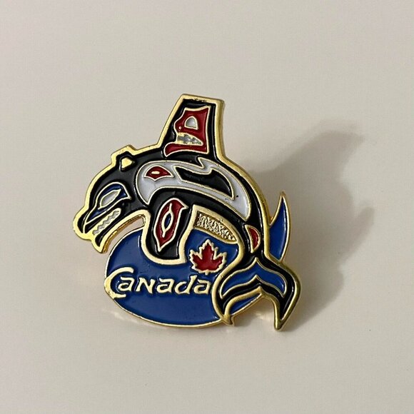 Vintage Crazy Canuck Native Orca Whale Canada Pin Made in Taiwan - Picture 7 of 7